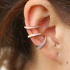 925 sterling silver Earrings Ear Cuff Clip On round cz circle stack 3 colors No Piercing Women earring Accessories