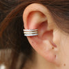 925 sterling silver Earrings Ear Cuff Clip On round cz circle stack 3 colors No Piercing Women earring Accessories