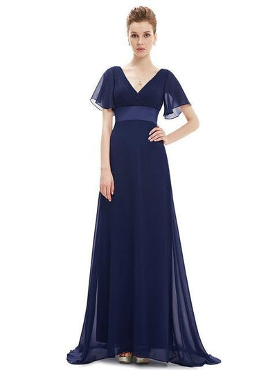 Evening Dresses EP09890 Padded Trailing Flutter Sleeve Long Women Gown 2018 New Chiffon Summer Style Special Occasion Dresses