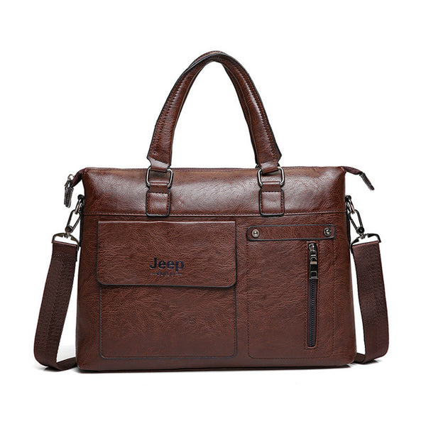 Famous Designer JEEP BULUO Brands Men Business Briefcase PU Leather Sh ...
