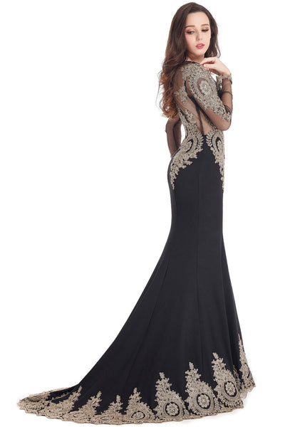 Robe de Soiree Longue Real Kaftan Dubai Black Long Sleeve Mermaid Evening Dresses  Formal Evening Gowns China Vestido Longo