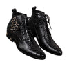 Batzuzhi Top Fashion Man's Ankle Boots with stars and Rivets Men Dress Boots Black Leather Business Botas Short for Party Party