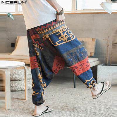 New Hip Hop Aladdin Hmong Baggy Cotton Linen Harem Pants Men Women Plus Size Wide Leg Trousers New Boho Casual Pants Cross-pants