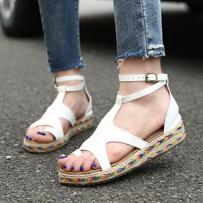 Summer shoes women sandals casual breathable outdoor ladies shoes thick bottom flat with buckle shoes woman sandals