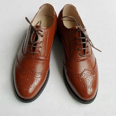 Men genuine leather brogues oxford flats shoes for mens brown handmade vintage casual sneakers leather flat shoes 2018