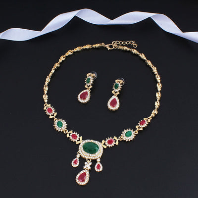 India charm elegant wedding jewelry set  gold-color necklace earrings resin accessories clothing accessories women