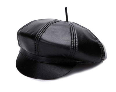 [AETRENDS] 2017 New Winter 100% Leather Beret Hats for Women or Men S/M/L Size Genuine Leather Berets Octagonal Hats Z-5487