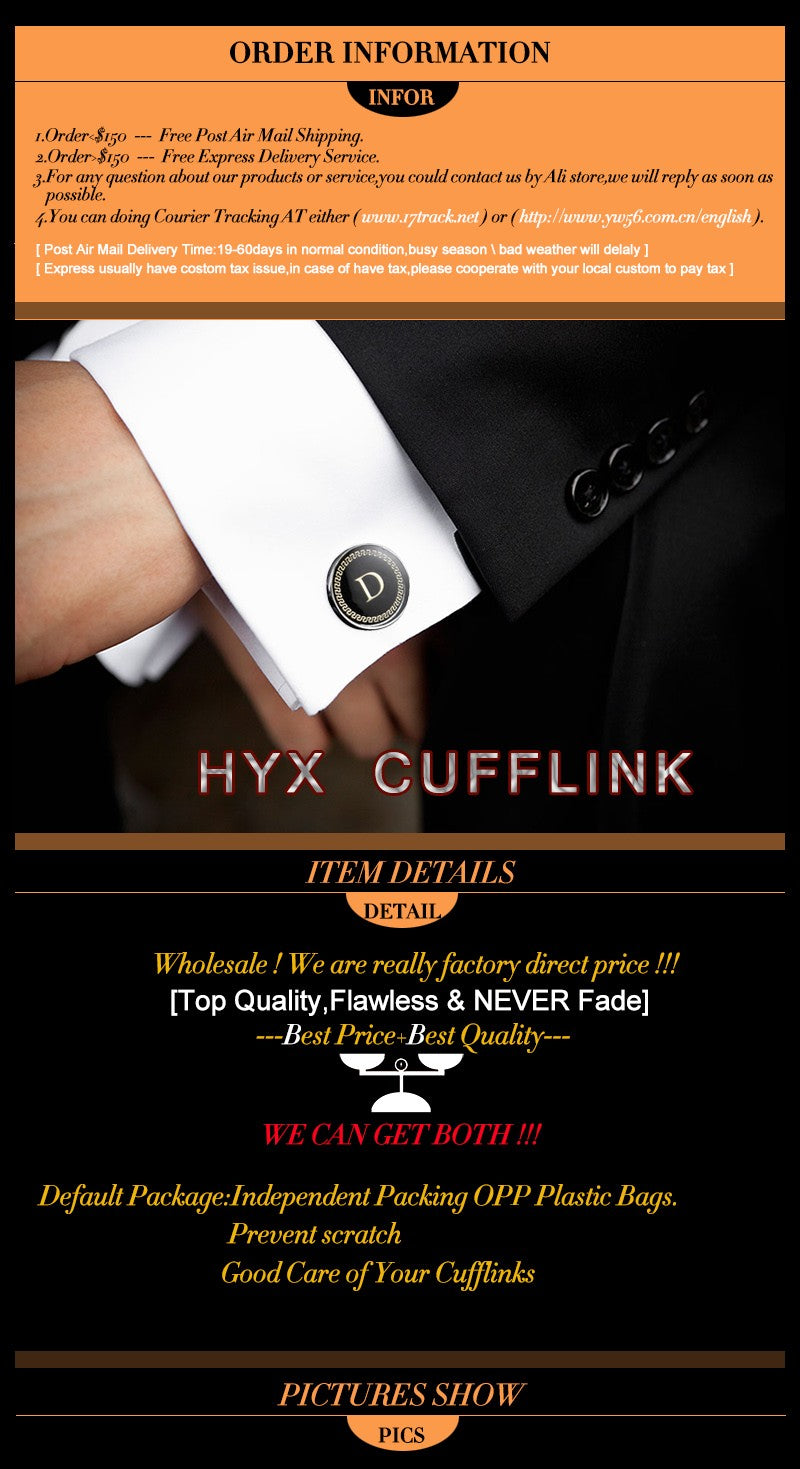 HYX Classic golden Tie Clips cufflinks set for Men High Quality Enamel Engrave Pattern Necktie Tie Bar link Clasp Brand Jewelry