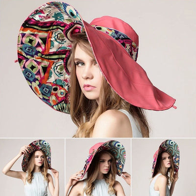[AETRENDS] 2017 Fashion Design Flower Foldable Brimmed Sun Hat Summer Hats for Women UV Protection Z-2657