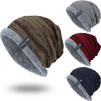 FASHION Boys Men Winter Hat  Knit Scarf Cap  Men Caps Warm Fur Skullies Beanie Bonnet Hat  Fleece dad cap Wool Hat Knitting