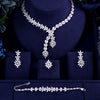 Luxury AAA cubic zirconia heavy necklace ,drop earrings ,bracelet and ring 4pcs dubai full wedding bridal jewelry set for woman