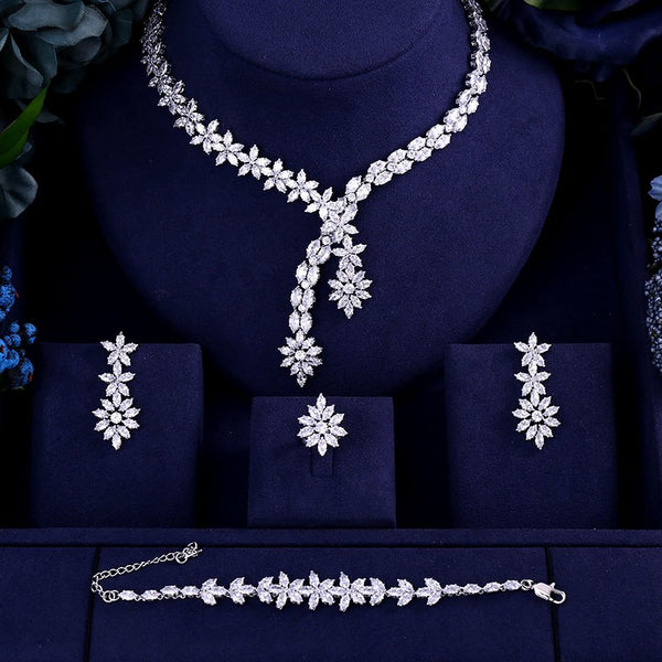 Luxury AAA cubic zirconia heavy necklace ,drop earrings ,bracelet and ...