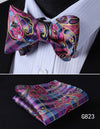 Men Fashion Designer Woven Party Wedding Business Self BowTie Plaid Paisley  Bow Tie handkerchief set #G8