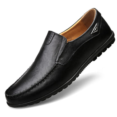 Genuine Leather Mens Moccasin Shoes Black Men Flats Breathable Casual Italian Loafers Comfortable Plus Size 37-47 Driving Shoes