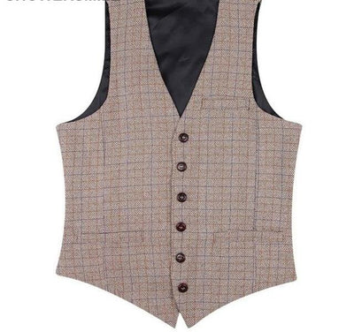 SHOWERSMILE Plaid Suit Vest Men Jacket Sleeveless Gilet Classic Tweed British Style Slim Fit Winter Autumn Plus Size Waistcoat