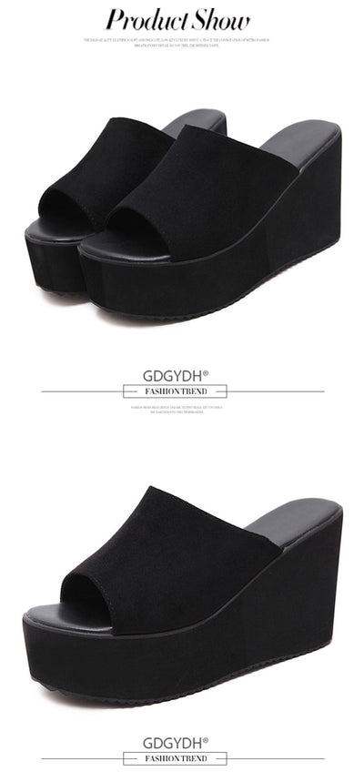 Gdgydh Summer Slip On Women Wedges Sandals Platform High Heels Fashion Open Toe Ladies Casual Shoes Comfortable Promotion Sale