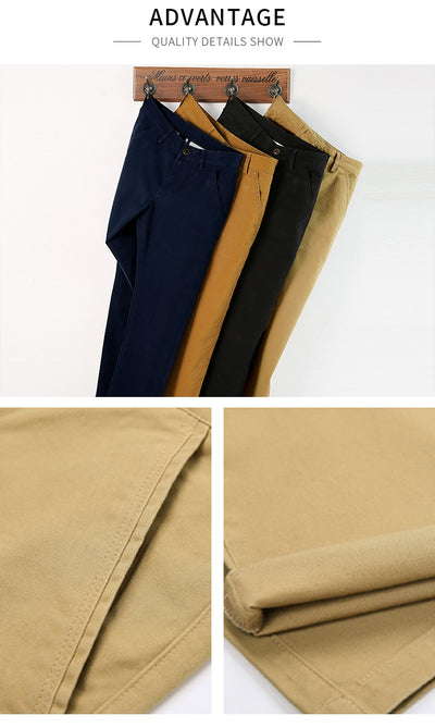Vomint Brand Mens Pant Classics Casual Business Stretch trousers regular Straight Pant Black Blue Khaki 4 Colors Plus Size 44 46