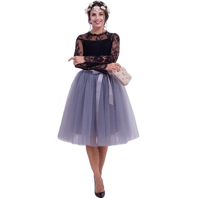 6Layers 65cm Fashion Skirt Pleated Skirts Womens Petticoat Bridesmaids Vintage Midi Skirt Jupe