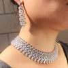 top new clear white stone cubic zirconia micro pave setting Heavy Dinner choker with earring Wedding Bridal Dress Accessories