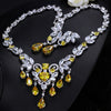 High Quality Yellow Cubic Zirconia African Luxury Tassel Drop Wedding Necklace Jewelry Sets For Brides