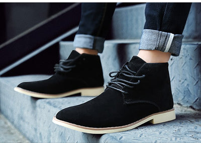 JINTOHO 2018 New Mens Winter Shoes Fashion Men Pig Suede Boots Pointed Toe Casual Men Shoes Winter Men Boots Cheap Male Boots
