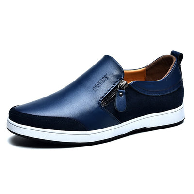 Misalwa Luxury Brand Genuine Leather Men Shoes Black Blue Height Increase British Style Casual Elevator Shoes For Men Slip On