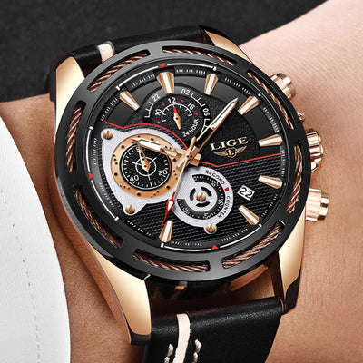 New Mens Watches Top Brand Luxury Quartz Watch Men Calendar Leather Military Waterproof Sport Wrist Watch Relogio Masculino