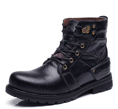 SUROM Brand Men Boots Fashion Male Ankle Boots Round Toe Lace up Winter Shoes Man Work Footwear Motorcycle Safety Krasovki