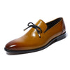 2019 Spring New Design Genuine Leather Men Dress Shoes Slip On Wedding Party Man Yellow Formal Loafers With Bow Tie