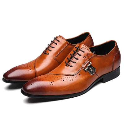Italian Designer Black Brown Brogue Shoes Genuine Leather Lace Up Men Formal Dress Oxfords Party Office Wedding 188-89