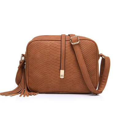 REALER brand small shoulder bag for women messenger bags ladies retro PU leather handbag purse with tassels female crossbody bag