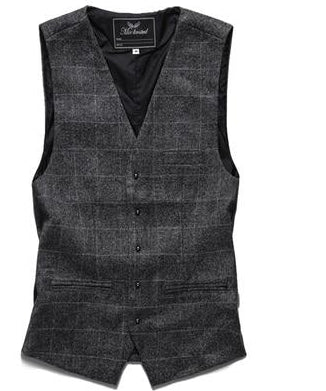 Men Suit Vests Autumn New Arrival mens slim fit Plaid woolen dress suit vest Waistcoat Casual Business vests Tops 5 Buttons M38