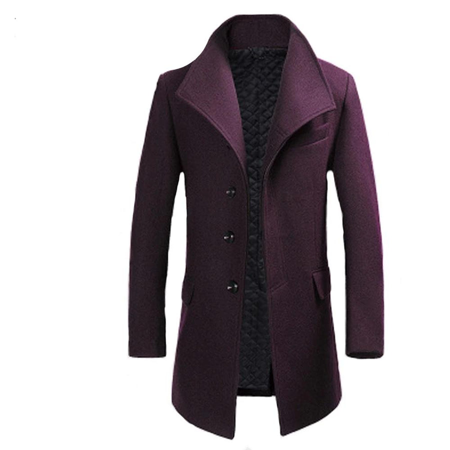 Casaco Masculino Inverno Thicken Wool Coat Men Turn Collar Overcoat Single Button Woolens Jacket For Men 18402-5