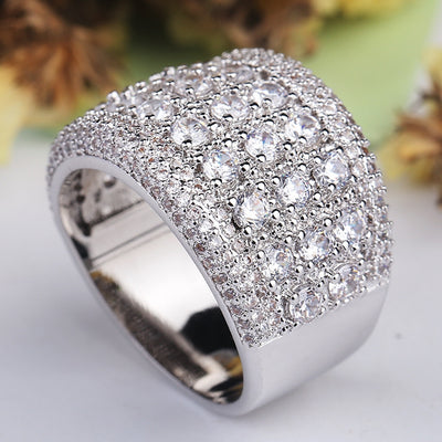 Fashion Big Silver CZ Zircon Stone Rings for Women Wedding Engagement Jewelry