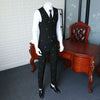 Anti-wrinkle Suit Blazer Slim Fit / Man Pure Black Embroidery Suit Jacket / Men Wedding Dresses Three Pieces Suit 365wt19