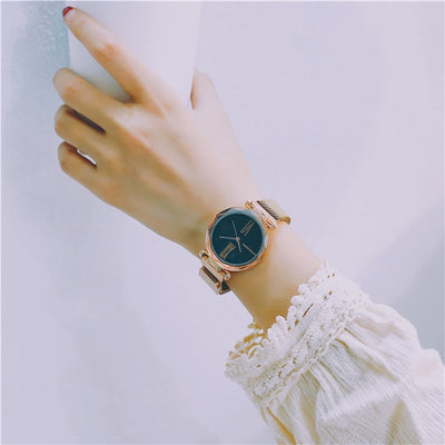 Luxury Rose Gold Women Watches Minimalism Starry sky Magnet Buckle Fashion Casual Female Wristwatch Waterproof Roman Numeral