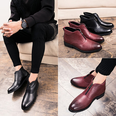Mermak 2018 Genuine Leather Short Boots Men Handmade Chelsea Ankle Boots Vintage Casual Shoes Soft Fashion Shoes Dress Business