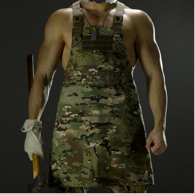 Unisex Sleeveless Tactical Vest Apron Pinafore Camo Technician Mechanic Apron Military Working Multi-pockets Molle Release Apron