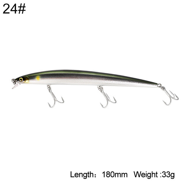 Kingdom Fishing Lure Sea Fishing Bait 180mm 29g/33g Floating And Slow Sinking Wobblers Jerkbait Minnow Six Color Model 5333-S