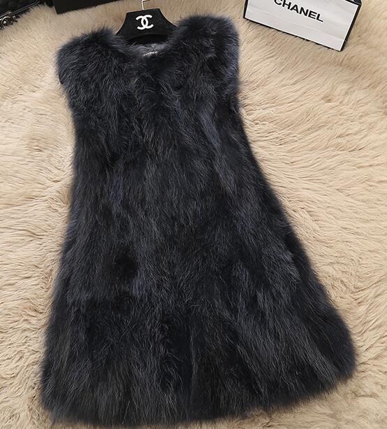 Natural Raccoon Fur Vest Women Casual Plus Size Vests Medium Long Genuine Fur Gilet Real Fur Coat