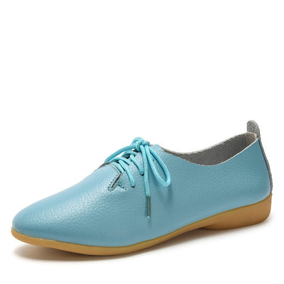 dobeyping 2018 New Women Shoes Genuine Leather Women's Shoe Lace-Up Female Flats Pointed Toe Woman Oxfords Large Size 35-44