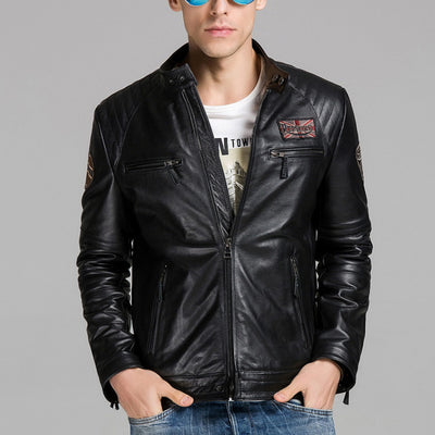 Read Description! Asian size Harley motorcycle rider jacket, slim mens genuine leather jacket, man's genuine leather coat