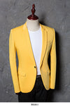 Mens Classic Plus Size 5XL Yellow Suit Jacket Fashion Casual Blazer Designs Costume Homme Stage Clothes For Singers