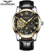 GUANQIN Mens Watches Top Brand Luxury Tourbillon Skeleton Watch Men Sport Leather Waterproof Automatic Mechanical Wrist Watch