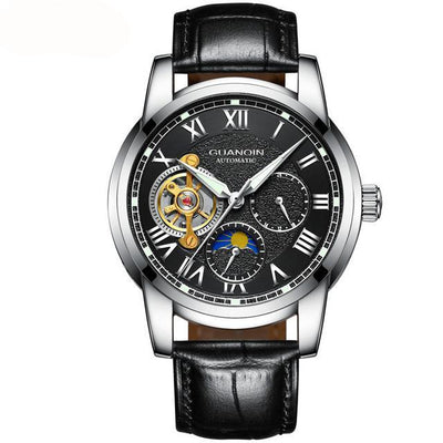 GUANQIN Mens Watches Top Brand Luxury Tourbillon Skeleton Watch Men Sport Leather Waterproof Automatic Mechanical Wrist Watch