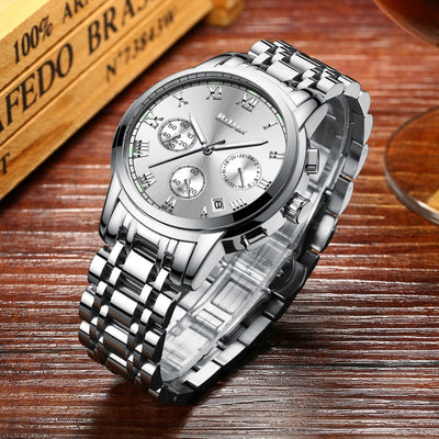 BIDEN Top Brand Luxury Chronograph Date Mens Watches Military Sport Male Clock Steel Strap Business Wrist Quartz Men Watch