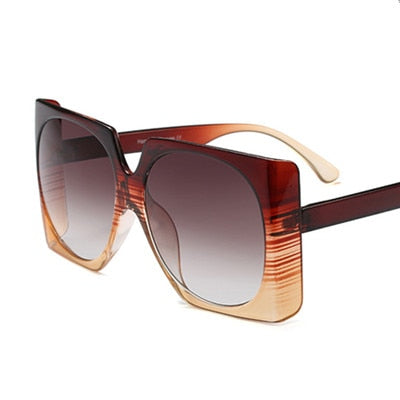 HBK Square Sunglasses Oversized Big Frame Vintage Women Brand Designer Luxury 2018 New Fashion Trendy Popular Sun Glasses UV400