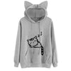 Female Fashion Causal Cat Ear Hooded Sweatshirts Tops Womens Cat Printed Long Sleeve Pullovers Hoodies