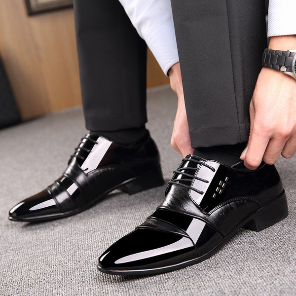 OSCO Formal Men PU Leather Shoes Italian Dress Male Footwear Pointed T ...