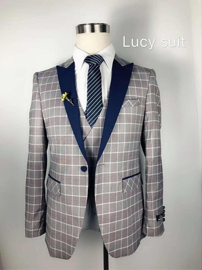 2018 New Lattice Checker Men Wedding Suits Slim Fit 3 Pieces Tuxedo Groom Groomsman Custom men suits for wedding traje hombre